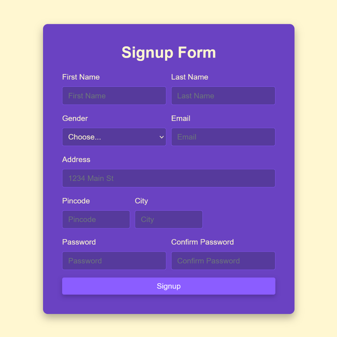 HTML Form Template